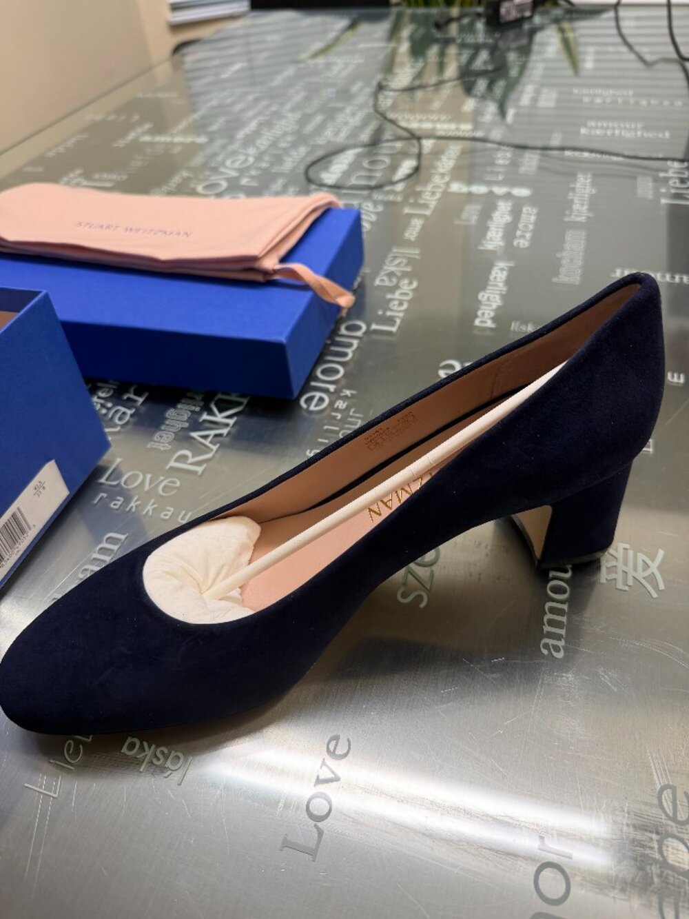 New Stuart Weitzman Mary Ann 60 Suede Navy Pumps (NWT)